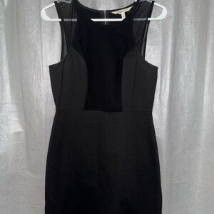 BCBGeneration Black Mesh Panel Midi Dress
